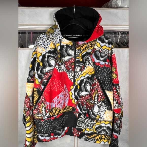 Free People Movement Wild and Free Printed Fleece Pullover Wildflower Retro Sz L - Picture 5 of 7